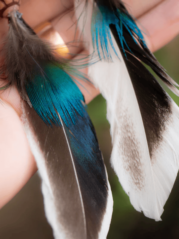 Small Beige Dreamcatcher with Brown Feathers and Wooden Beads