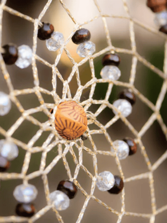 Leaf Dreamcatcher with Wooden Beads and Feathers Wall Hanging