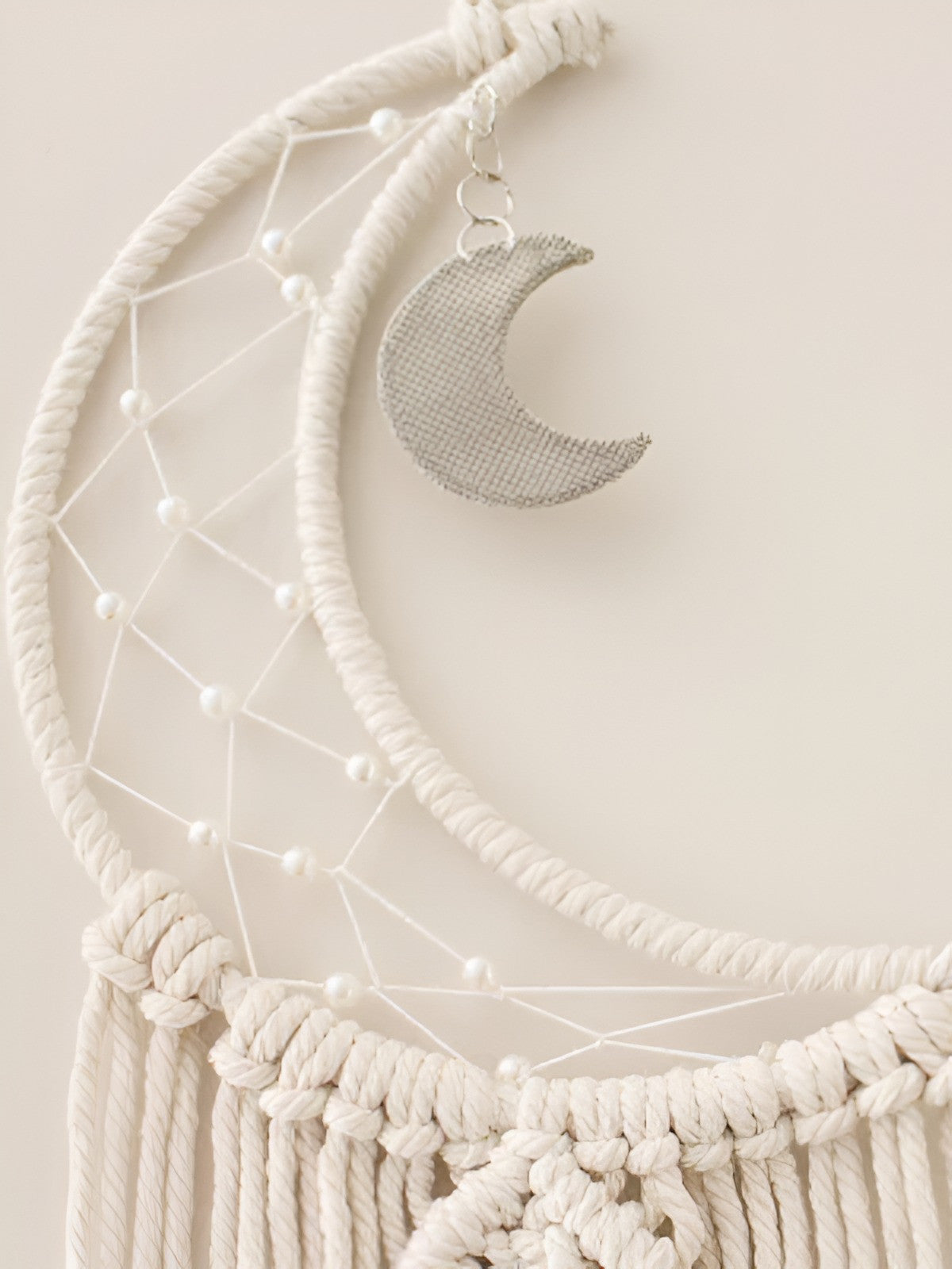 Crescent Moon Macrame Dreamcatcher Wall Hanging Tapestry