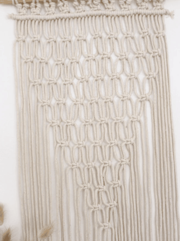 Geometric Cotton Macrame Wall Hanging with Long Tassels