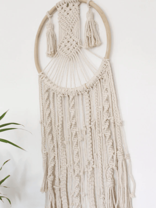 Eternal Geometric Cotton Macrame Wall Hanging with Tassels