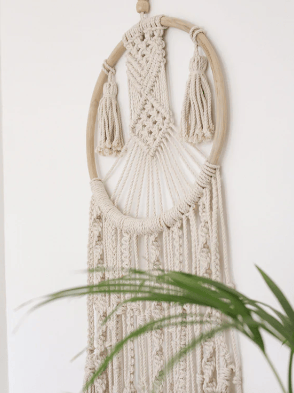 Eternal Geometric Cotton Macrame Wall Hanging with Tassels