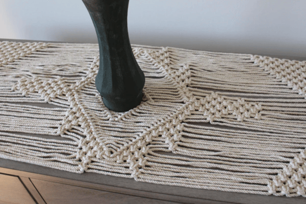 Inspirational Antique White Macrame Table Runner 90 Inch Long