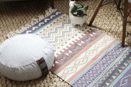 Colorful Geometric Moroccan Rug Runner with Chevron Patterns