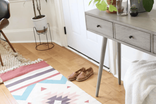 Aztec Hippie Rug Runner with Colorful Geometric Patterns