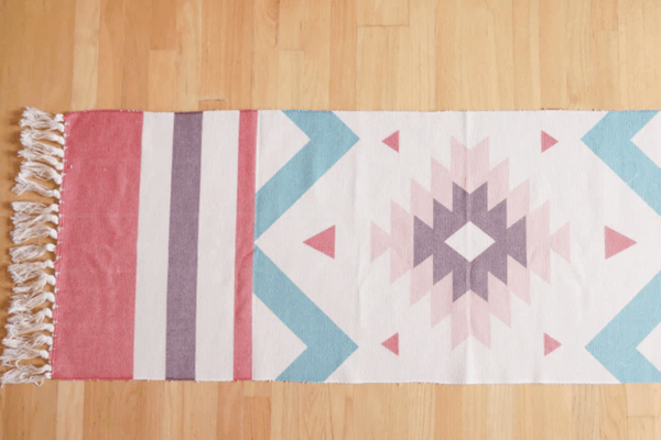 Aztec Hippie Rug Runner with Colorful Geometric Patterns