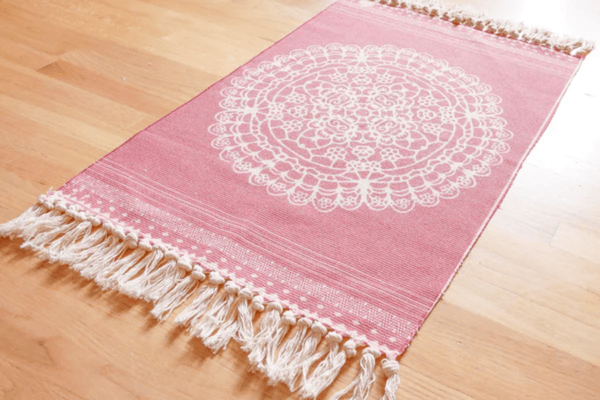 Colorful Mandala Rug Rectangular Cotton Linen Prayer Mat