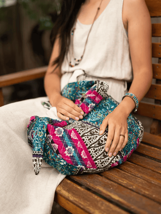 Womens Cotton Canvas Crossbody Bag Hippie Messenger Sling Purse