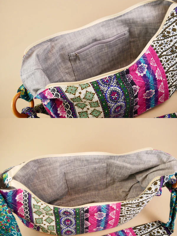 Womens Cotton Canvas Crossbody Bag Hippie Messenger Sling Purse