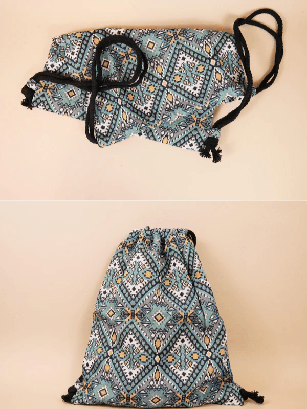 Drawstring Canvas Backpack Hobo Mini Bag with Adjustable Straps