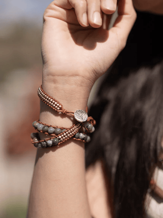 Green Natural Stone Lucky Bracelet with Pendant