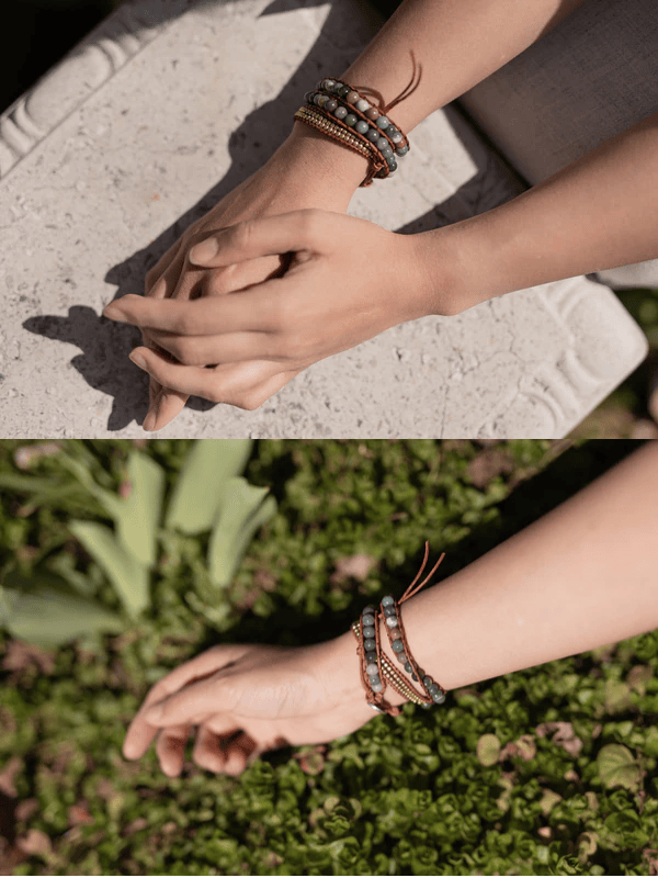 Green Natural Stone Lucky Bracelet with Pendant