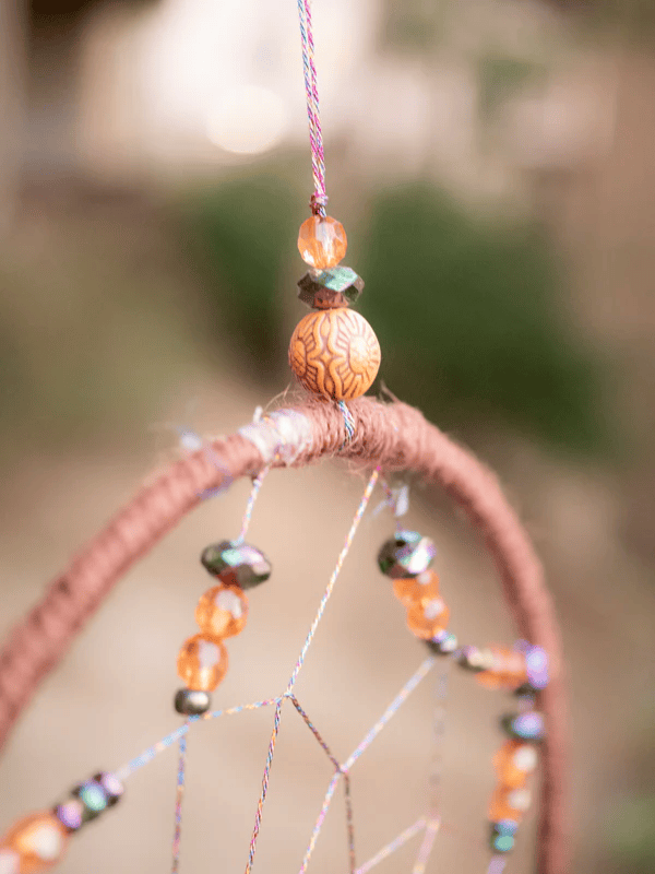 Bright Blue Feather Dreamcatcher with Beads and Wall Hanging
