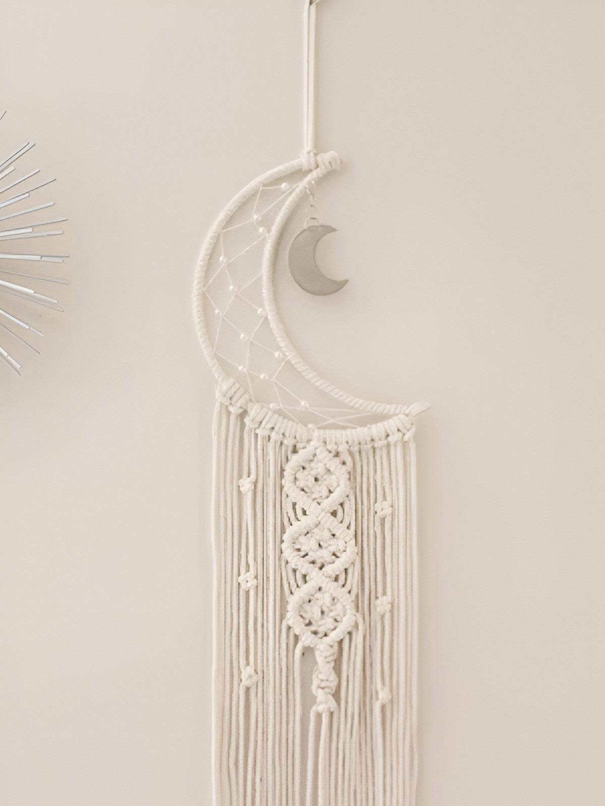 Crescent Moon Macrame Dreamcatcher Wall Hanging Tapestry