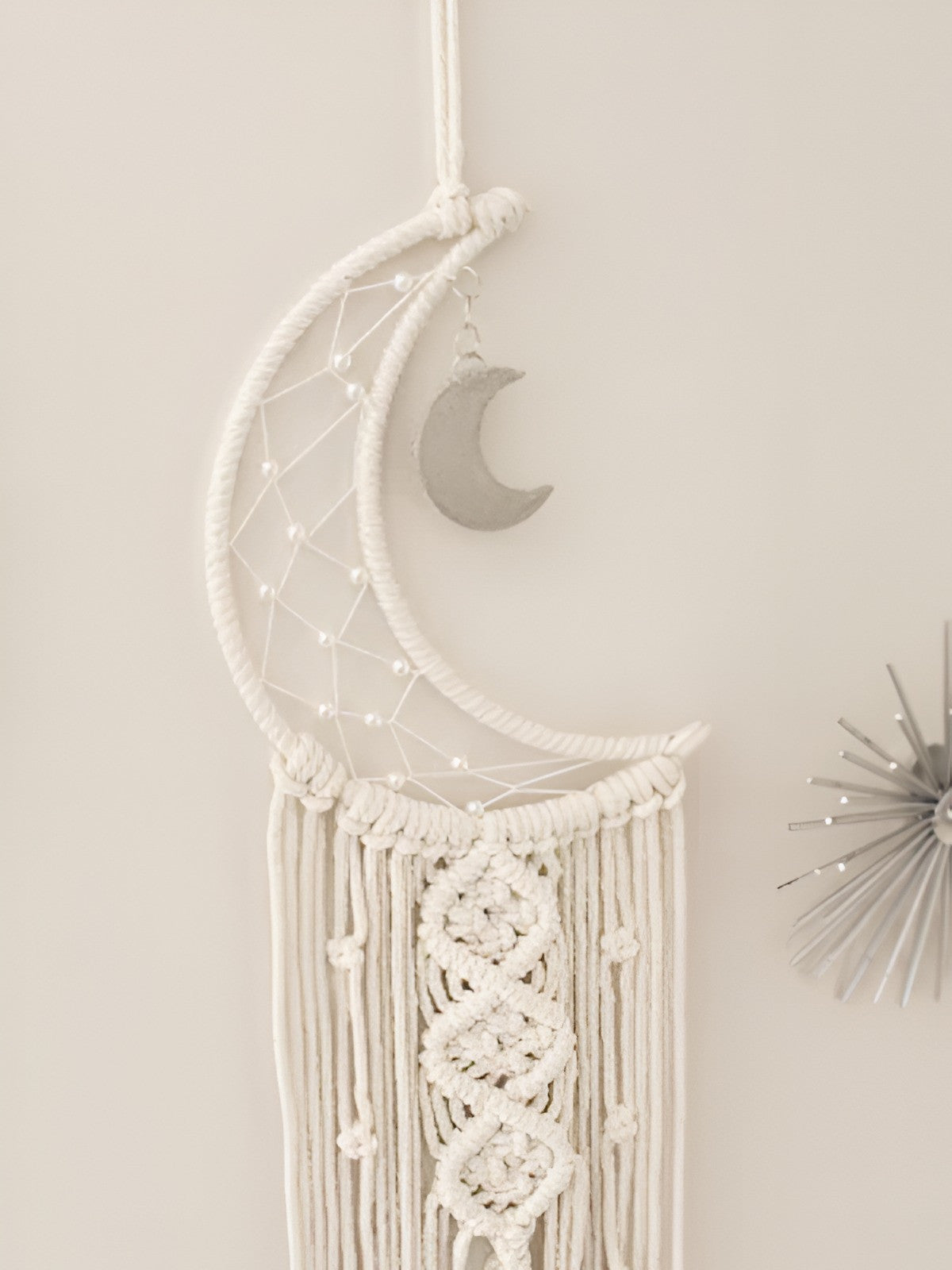 Crescent Moon Macrame Dreamcatcher Wall Hanging Tapestry