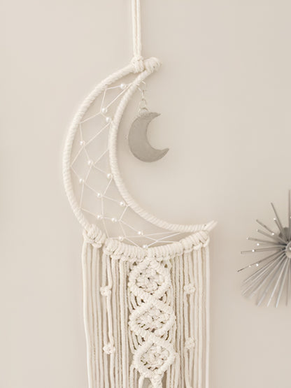 Crescent Moon Macrame Dreamcatcher Wall Hanging Tapestry