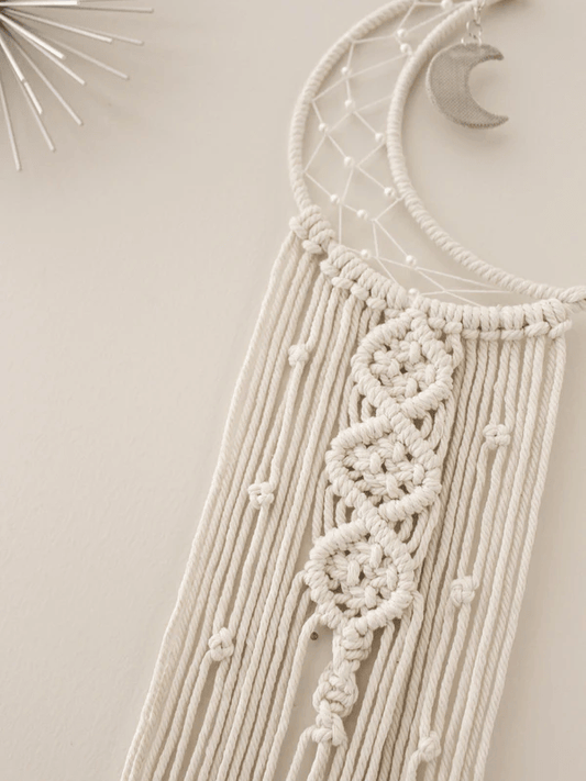 Crescent Moon Macrame Dreamcatcher Wall Hanging Tapestry