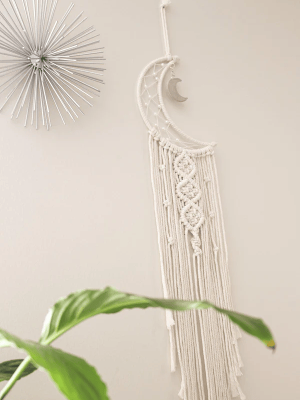 Crescent Moon Macrame Dreamcatcher Wall Hanging Tapestry