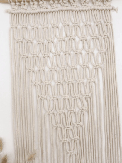 Geometric Cotton Macrame Wall Hanging with Long Tassels
