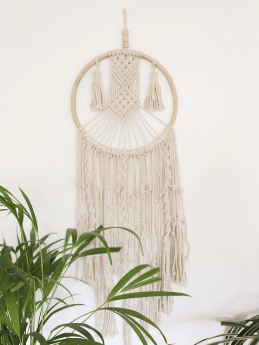 Eternal Geometric Cotton Macrame Wall Hanging with Tassels