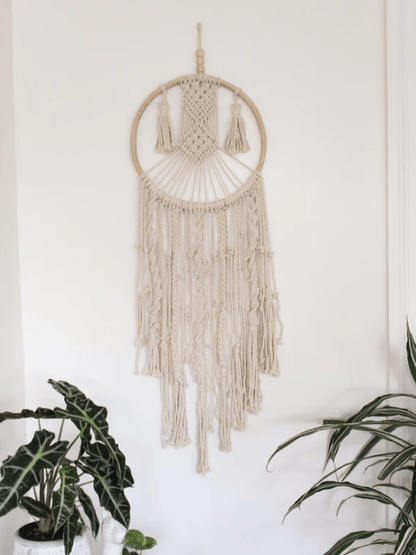 Eternal Geometric Cotton Macrame Wall Hanging with Tassels