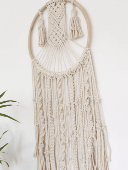 Eternal Geometric Cotton Macrame Wall Hanging with Tassels