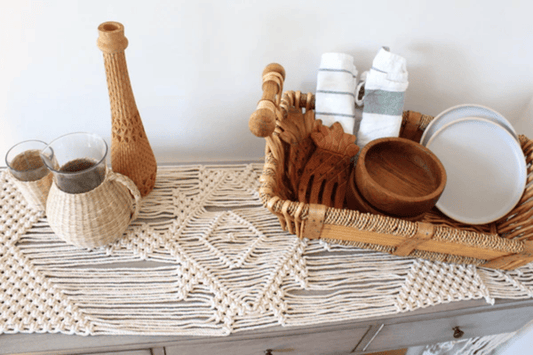 Inspirational Antique White Macrame Table Runner 90 Inch Long