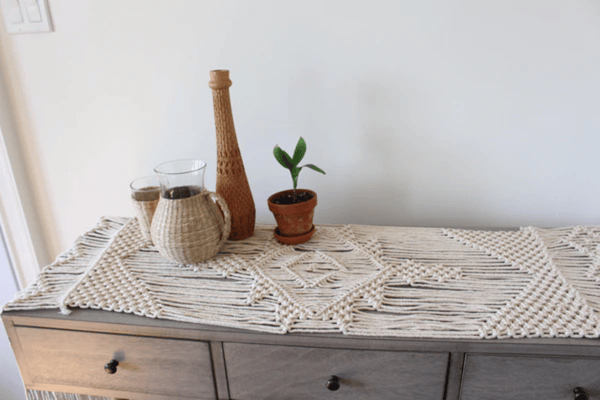 Inspirational Antique White Macrame Table Runner 90 Inch Long