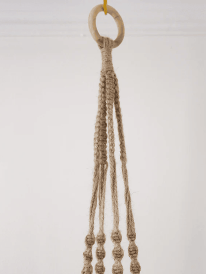 Natural Macrame Plant Hanger with Geometric Patterns and Tassels