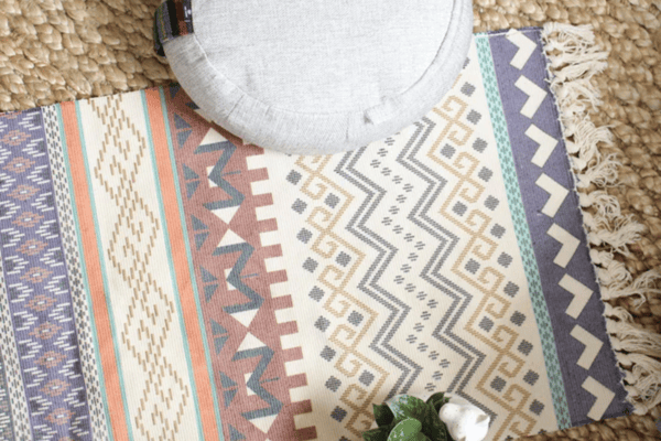 Colorful Geometric Moroccan Rug Runner with Chevron Patterns