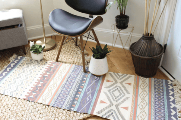 Colorful Geometric Moroccan Rug Runner with Chevron Patterns