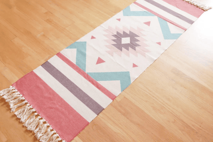 Aztec Hippie Rug Runner with Colorful Geometric Patterns