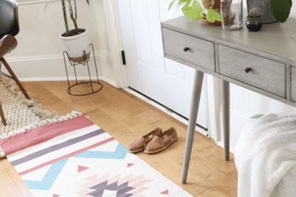 Aztec Hippie Rug Runner with Colorful Geometric Patterns