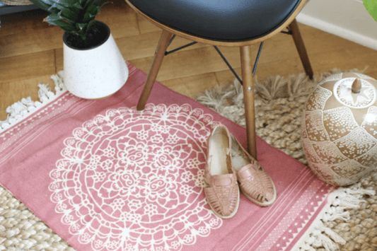 Colorful Mandala Rug Rectangular Cotton Linen Prayer Mat