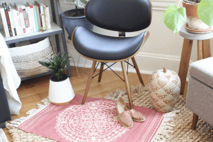 Colorful Mandala Rug Rectangular Cotton Linen Prayer Mat