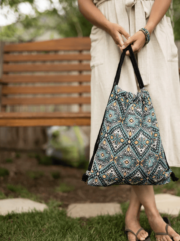 Drawstring Canvas Backpack Hobo Mini Bag with Adjustable Straps