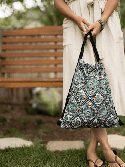 Drawstring Canvas Backpack Hobo Mini Bag with Adjustable Straps