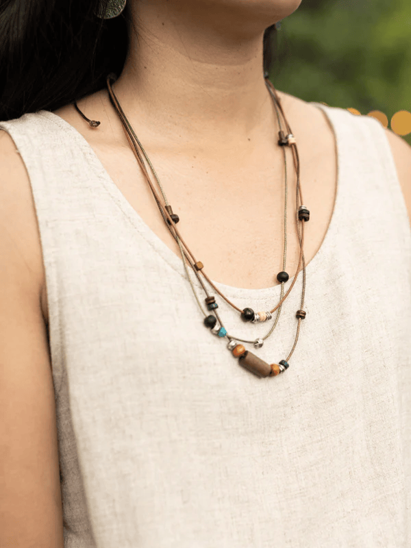 Sparrow Wood Beads Multi-Strand Hippie Necklace for Men and Women
