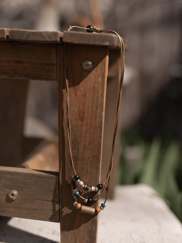 Sparrow Wood Beads Multi-Strand Hippie Necklace for Men and Women
